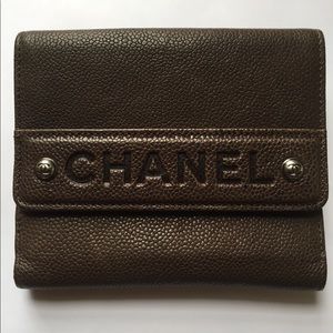 CHANEL Caviar Ligne French Wallet Brown